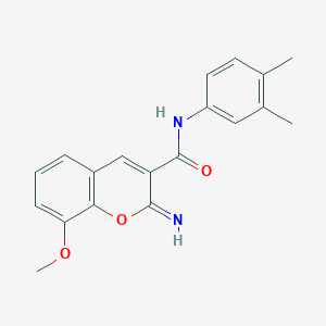 molecular formula C19H18N2O3 B12344442 N-(3,4-dimethylphenyl)-2-imino-8-methoxy-2H-chromene-3-carboxamide 