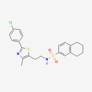 molecular formula C22H23ClN2O2S2 B12344487 N-(2-(2-(4-chlorophenyl)-4-methylthiazol-5-yl)ethyl)-5,6,7,8-tetrahydronaphthalene-2-sulfonamide 