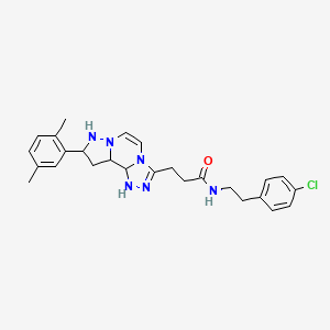 molecular formula C26H31ClN6O B12344495 N-[2-(4-chlorophenyl)ethyl]-3-[11-(2,5-dimethylphenyl)-3,4,6,9,10-pentaazatricyclo[7.3.0.0^{2,6}]dodeca-1(12),2,4,7,10-pentaen-5-yl]propanamide 