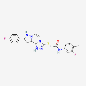 N-(3-fluoro-4-methylphenyl)-2-{[11-(4-fluorophenyl)-3,4,6,9,10-pentaazatricyclo[7.3.0.0^{2,6}]dodeca-1(12),2,4,7,10-pentaen-5-yl]sulfanyl}acetamide