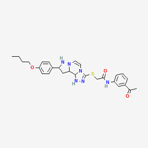 N-(3-acetylphenyl)-2-{[11-(4-butoxyphenyl)-3,4,6,9,10-pentaazatricyclo[7.3.0.0^{2,6}]dodeca-1(12),2,4,7,10-pentaen-5-yl]sulfanyl}acetamide