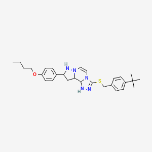 molecular formula C28H37N5OS B12344549 11-(4-Butoxyphenyl)-5-{[(4-tert-butylphenyl)methyl]sulfanyl}-3,4,6,9,10-pentaazatricyclo[7.3.0.0^{2,6}]dodeca-1(12),2,4,7,10-pentaene 