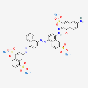 molecular formula C40H23N7Na4O13S4 B12344559 tetrasodium;3-[[4-[[4-[(2E)-2-(6-amino-1-oxo-3-sulfonatonaphthalen-2-ylidene)hydrazinyl]-6-sulfonatonaphthalen-1-yl]diazenyl]naphthalen-1-yl]diazenyl]naphthalene-1,5-disulfonate 