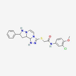 molecular formula C22H23ClN6O2S B12344579 N-(3-chloro-4-methoxyphenyl)-2-({11-phenyl-3,4,6,9,10-pentaazatricyclo[7.3.0.0^{2,6}]dodeca-1(12),2,4,7,10-pentaen-5-yl}sulfanyl)acetamide 