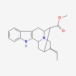 molecular formula C20H22N2O2 B1234458 Methyl 15-ethylidene-3,17-diazapentacyclo[12.3.1.02,10.04,9.012,17]octadeca-2(10),4,6,8-tetraene-13-carboxylate 