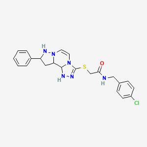 N-[(4-chlorophenyl)methyl]-2-({11-phenyl-3,4,6,9,10-pentaazatricyclo[7.3.0.0^{2,6}]dodeca-1(12),2,4,7,10-pentaen-5-yl}sulfanyl)acetamide