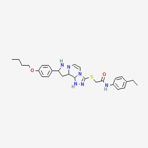 molecular formula C27H34N6O2S B12344619 2-{[11-(4-butoxyphenyl)-3,4,6,9,10-pentaazatricyclo[7.3.0.0^{2,6}]dodeca-1(12),2,4,7,10-pentaen-5-yl]sulfanyl}-N-(4-ethylphenyl)acetamide 