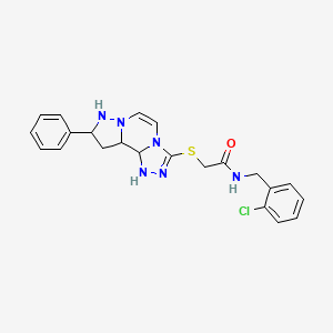 N-[(2-chlorophenyl)methyl]-2-({11-phenyl-3,4,6,9,10-pentaazatricyclo[7.3.0.0^{2,6}]dodeca-1(12),2,4,7,10-pentaen-5-yl}sulfanyl)acetamide