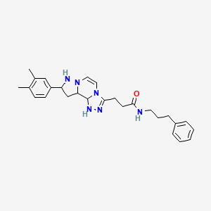 3-[11-(3,4-dimethylphenyl)-3,4,6,9,10-pentaazatricyclo[7.3.0.0^{2,6}]dodeca-1(12),2,4,7,10-pentaen-5-yl]-N-(3-phenylpropyl)propanamide