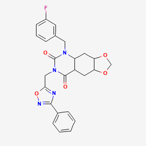 5-[(3-fluorophenyl)methyl]-7-[(3-phenyl-1,2,4-oxadiazol-5-yl)methyl]-2H,5H,6H,7H,8H-[1,3]dioxolo[4,5-g]quinazoline-6,8-dione