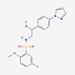 molecular formula C18H18FN3O4S B12344698 5-fluoro-N-{2-hydroxy-2-[4-(1H-pyrazol-1-yl)phenyl]ethyl}-2-methoxybenzene-1-sulfonamide 