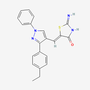 molecular formula C21H18N4OS B12344763 (5Z)-5-{[3-(4-ethylphenyl)-1-phenyl-1H-pyrazol-4-yl]methylidene}-2-imino-1,3-thiazolidin-4-one 