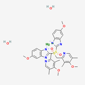 molecular formula C34H40MgN6O8S2 B12344784 (S)-Omeprazole magnesium dihydrate, Nexium dihydrate, (T-4)-Bis[6-methoxy-2-[(S)-[(4-methoxy-3,5-dimethyl-2-pyridinyl)methyl]sulfinyl-KO]-1H-benzimidazolato-KN3]-Magnesium dihydrate 