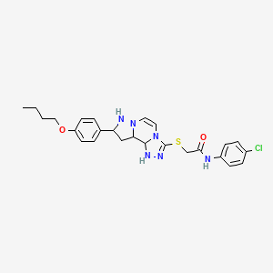 molecular formula C25H29ClN6O2S B12344791 2-{[11-(4-butoxyphenyl)-3,4,6,9,10-pentaazatricyclo[7.3.0.0^{2,6}]dodeca-1(12),2,4,7,10-pentaen-5-yl]sulfanyl}-N-(4-chlorophenyl)acetamide 