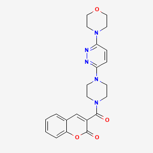 molecular formula C22H23N5O4 B1234481 3-[[4-[6-(4-吗啉基)-3-哒嗪基]-1-哌嗪基]-氧代甲基]-1-苯并吡喃-2-酮 