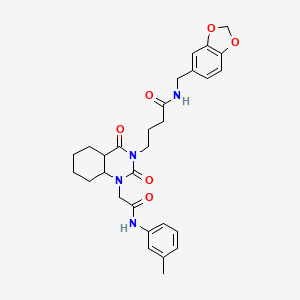 N-[(2H-1,3-benzodioxol-5-yl)methyl]-4-(1-{[(3-methylphenyl)carbamoyl]methyl}-2,4-dioxo-1,2,3,4-tetrahydroquinazolin-3-yl)butanamide