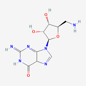 molecular formula C10H14N6O4 B12344877 9-[(2R,3R,4S,5R)-5-(aminomethyl)-3,4-dihydroxyoxolan-2-yl]-2-imino-5H-purin-6-one 