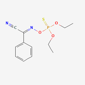 molecular formula C12H15N2O3PS B1234492 alpha-(((Diethoxyphosphinothioyl)oxy)imino)benzeneacetonitrile CAS No. 217075-81-5