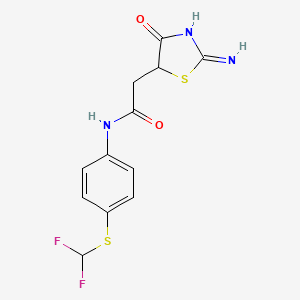 N-[4-(difluoromethylsulfanyl)phenyl]-2-(2-imino-4-oxo-1,3-thiazolidin-5-yl)acetamide