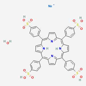 molecular formula C44H32N4NaO13S4 B12344977 4,4',4'',4'''-(Porphine-5,10,15,20-tetrayl)tetrakis(benzenesulfonicacid)tetrasodiumsalthydrate 