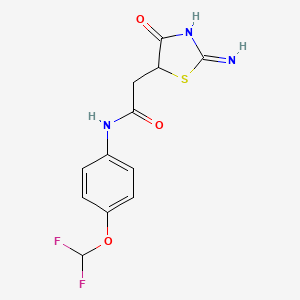 molecular formula C12H11F2N3O3S B12344992 N-[4-(difluoromethoxy)phenyl]-2-(2-imino-4-oxo-1,3-thiazolidin-5-yl)acetamide 