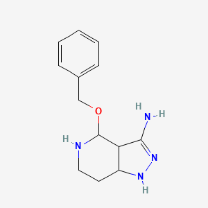 molecular formula C13H18N4O B12345013 4-phenylmethoxy-3a,4,5,6,7,7a-hexahydro-1H-pyrazolo[4,3-c]pyridin-3-amine 