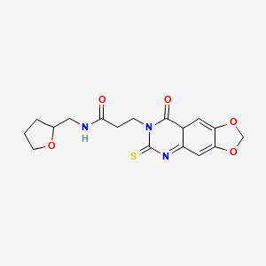 3-{8-oxo-6-sulfanylidene-2H,5H,6H,7H,8H-[1,3]dioxolo[4,5-g]quinazolin-7-yl}-N-[(oxolan-2-yl)methyl]propanamide