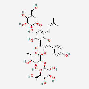 B1234506 3-[(2S,3R,4R,5R,6S)-4,5-dihydroxy-6-methyl-3-[(2S,3R,4S,5S,6R)-3,4,5-trihydroxy-6-(hydroxymethyl)oxan-2-yl]oxyoxan-2-yl]oxy-5-hydroxy-2-(4-hydroxyphenyl)-8-(3-methylbut-2-enyl)-7-[(1R,2R,3S,4R,5R)-2,3,4-trihydroxy-5-(hydroxymethyl)cyclohexyl]oxychromen-4-one CAS No. 113558-11-5