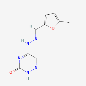 molecular formula C9H9N5O2 B1234509 5-[(2E)-2-[(5-methylfuran-2-yl)methylidene]hydrazinyl]-2H-1,2,4-triazin-3-one 