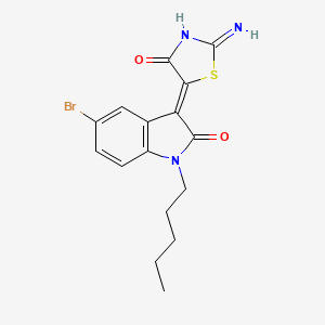 molecular formula C16H16BrN3O2S B12345111 5-bromo-3-[(5Z)-2-imino-4-oxo-1,3-thiazolidin-5-ylidene]-1-pentyl-2,3-dihydro-1H-indol-2-one 