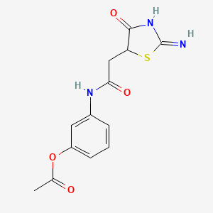 molecular formula C13H13N3O4S B12345112 3-[2-(2-Imino-4-oxo-1,3-thiazolidin-5-YL)acetamido]phenyl acetate 