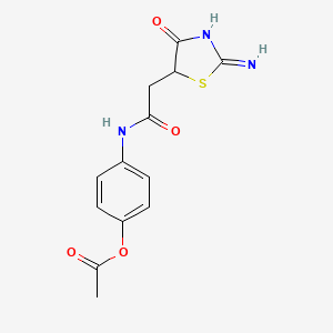 molecular formula C13H13N3O4S B12345115 4-[2-(2-Imino-4-oxo-1,3-thiazolidin-5-YL)acetamido]phenyl acetate 