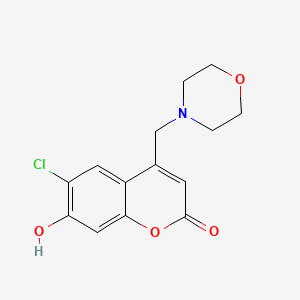 molecular formula C14H14ClNO4 B1234513 6-Chloro-7-hydroxy-4-(4-morpholinylmethyl)-1-benzopyran-2-one 