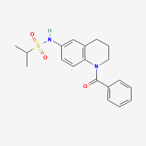 molecular formula C19H22N2O3S B12345136 N-(1-benzoyl-1,2,3,4-tetrahydroquinolin-6-yl)propane-2-sulfonamide 