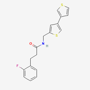 molecular formula C18H16FNOS2 B12345144 N-({[3,3'-bithiophene]-5-yl}methyl)-3-(2-fluorophenyl)propanamide 