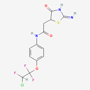 molecular formula C13H11ClF3N3O3S B12345182 N-[4-(2-Chloro-1,1,2-trifluoroethoxy)phenyl]-2-(2-imino-4-oxo-1,3-thiazolidin-5-YL)acetamide 