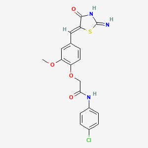 molecular formula C19H16ClN3O4S B12345202 2-(4-{[(5Z)-2-amino-4-oxo-4,5-dihydro-1,3-thiazol-5-ylidene]methyl}-2-methoxyphenoxy)-N-(4-chlorophenyl)acetamide 