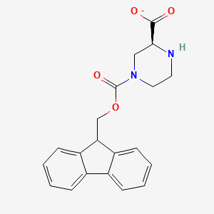 molecular formula C20H19N2O4- B12345290 (2S)-4-(9H-fluoren-9-ylmethoxycarbonyl)piperazine-2-carboxylate 