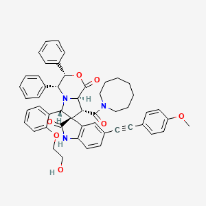 molecular formula C51H49N3O7 B1234530 (3S,3'S,4'R,6'S,8'R,8'aR)-8'-[1-偶氮甲酰(氧代)甲基]-6'-[2-(2-羟乙氧基)苯基]-5-[2-(4-甲氧基苯基)乙炔基]-3',4'-二苯基螺[1H-吲哚-3,7'-4,6,8,8a-四氢-3H-吡咯并[2,1-c][1,4]恶嗪]-1',2-二酮 