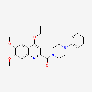 molecular formula C24H27N3O4 B12345350 4-Ethoxy-6,7-dimethoxy-2-(4-phenylpiperazine-1-carbonyl)quinoline 