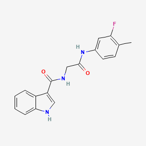 molecular formula C18H16FN3O2 B12345353 N-(3-fluoro-4-methylphenyl)-2-[(1H-indol-3-yl)formamido]acetamide 