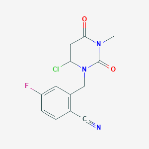 molecular formula C13H11ClFN3O2 B12345367 2-[(6-Chloro-3-methyl-2,4-dioxo-1,3-diazinan-1-yl)methyl]-4-fluorobenzonitrile 