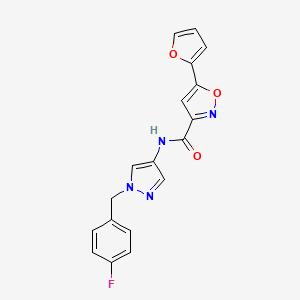 molecular formula C18H13FN4O3 B1234540 N-[1-[(4-氟苯基)甲基]-4-吡唑基]-5-(2-呋喃基)-3-异恶唑甲酰胺 