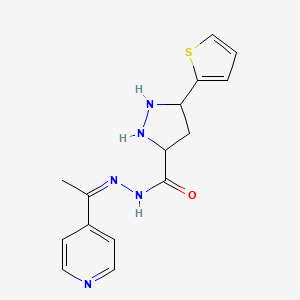 N-[(Z)-1-pyridin-4-ylethylideneamino]-5-thiophen-2-ylpyrazolidine-3-carboxamide