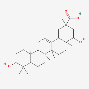 molecular formula C30H48O4 B1234543 4,10-Dihydroxy-2,4a,6a,6b,9,9,12a-heptamethyl-1,3,4,5,6,6a,7,8,8a,10,11,12,13,14b-tetradecahydropicene-2-carboxylic acid 