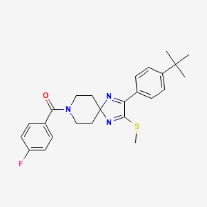 molecular formula C25H28FN3OS B12345432 2-(4-Tert-butylphenyl)-8-(4-fluorobenzoyl)-3-(methylsulfanyl)-1,4,8-triazaspiro[4.5]deca-1,3-diene 