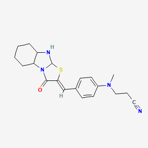 3-[methyl(4-{[(4Z)-3-oxo-5-thia-2,7-diazatricyclo[6.4.0.0^{2,6}]dodeca-1(12),6,8,10-tetraen-4-ylidene]methyl}phenyl)amino]propanenitrile