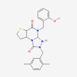 11-[(2,5-Dimethylphenyl)methyl]-8-[(2-methoxyphenyl)methyl]-5-thia-1,8,10,11-tetraazatricyclo[7.3.0.0^{2,6}]dodeca-2(6),3,9-triene-7,12-dione