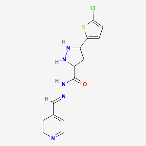 molecular formula C14H14ClN5OS B12345508 5-(5-chlorothiophen-2-yl)-N-[(E)-pyridin-4-ylmethylideneamino]pyrazolidine-3-carboxamide 