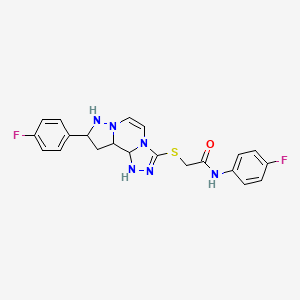 N-(4-fluorophenyl)-2-[[11-(4-fluorophenyl)-3,4,6,9,10-pentazatricyclo[7.3.0.02,6]dodeca-4,7-dien-5-yl]sulfanyl]acetamide